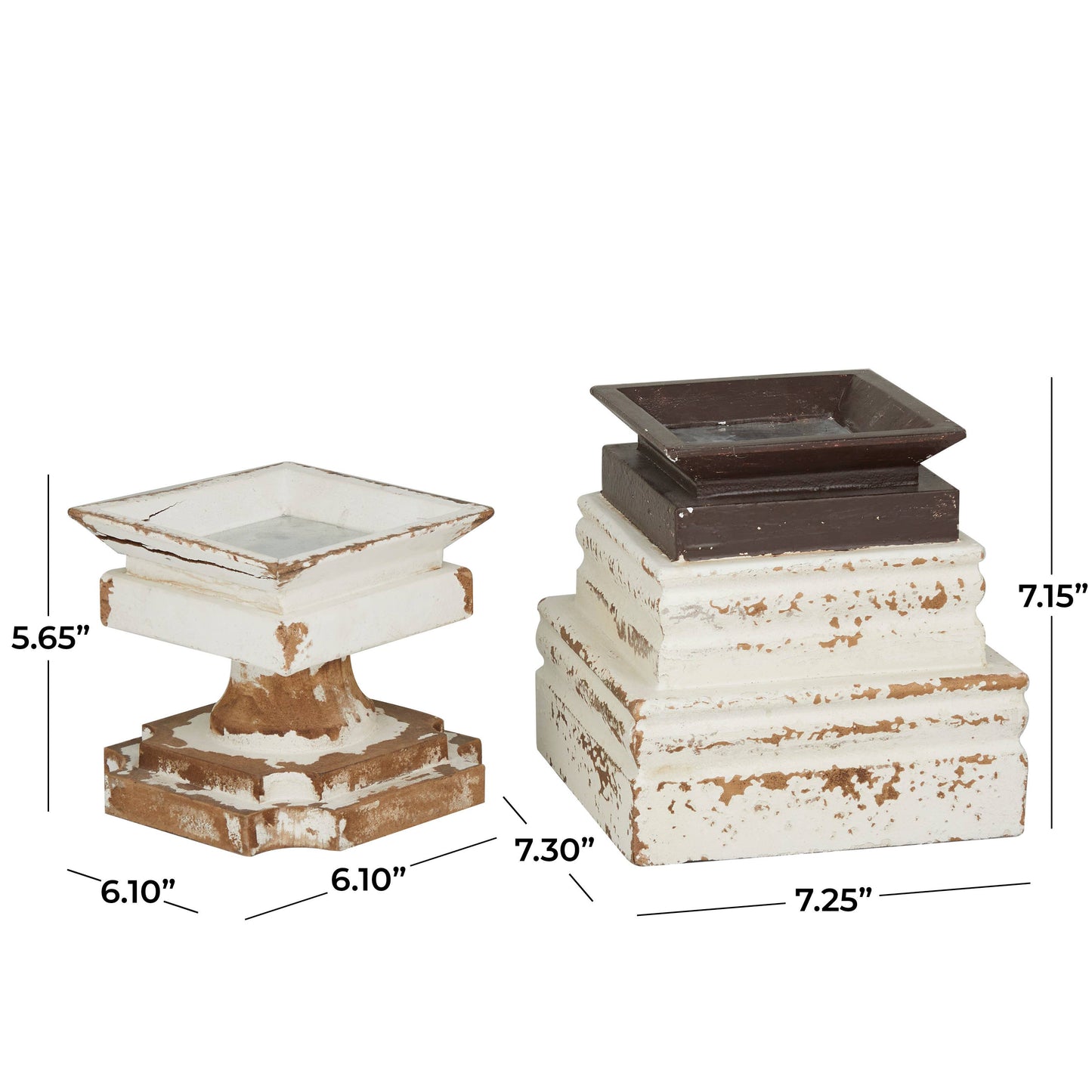 White Wood Candle Holder