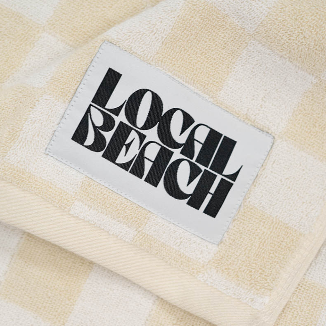 Checker Beach Towel: Cream/White