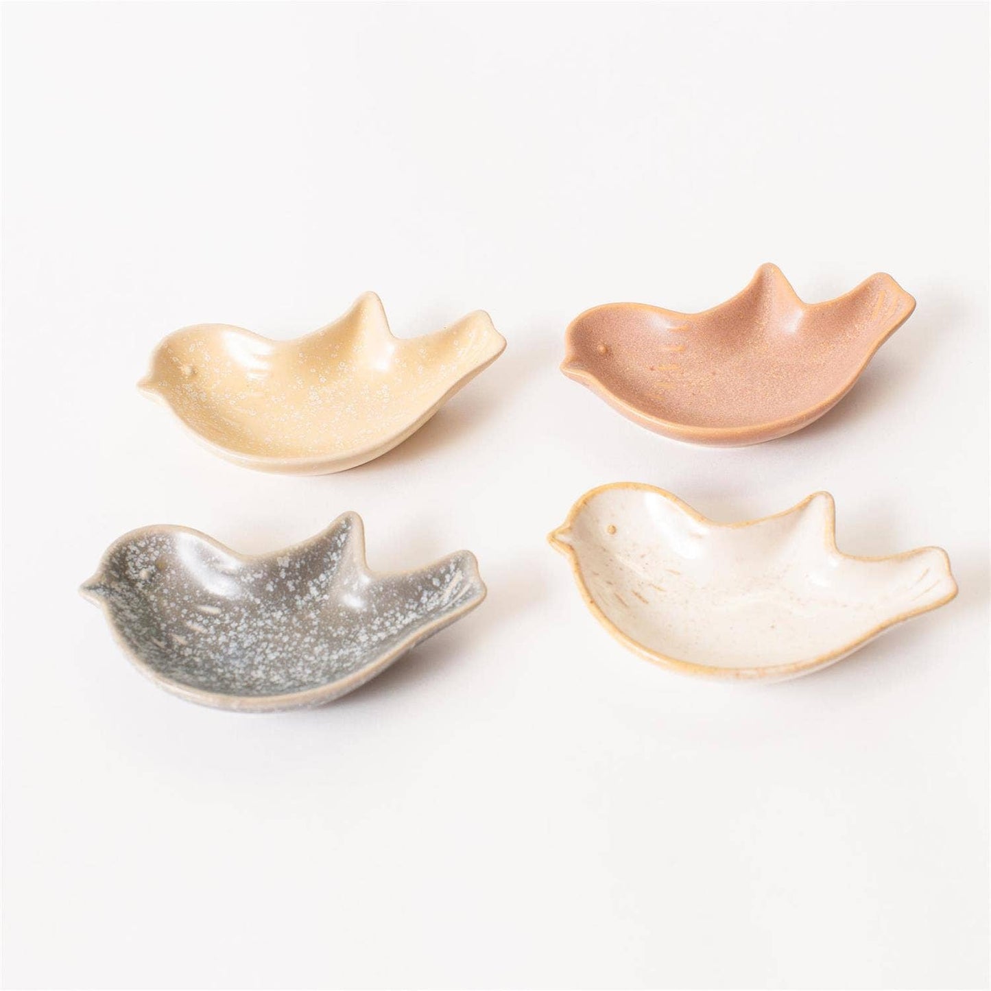 Mini Reactive Glaze Bird Trinket Trays