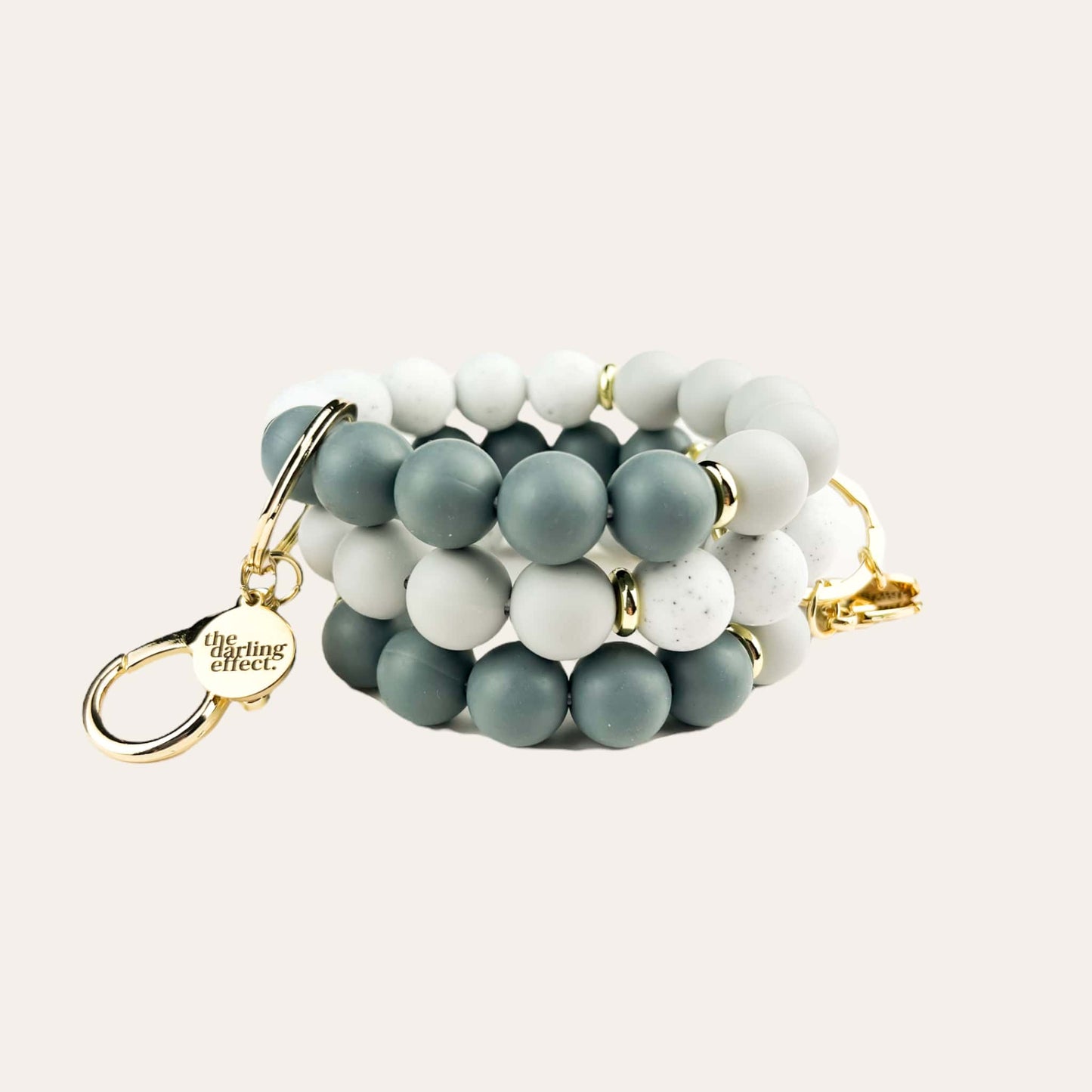 Silicone Beaded Keychain Wristlet - Simply Gray