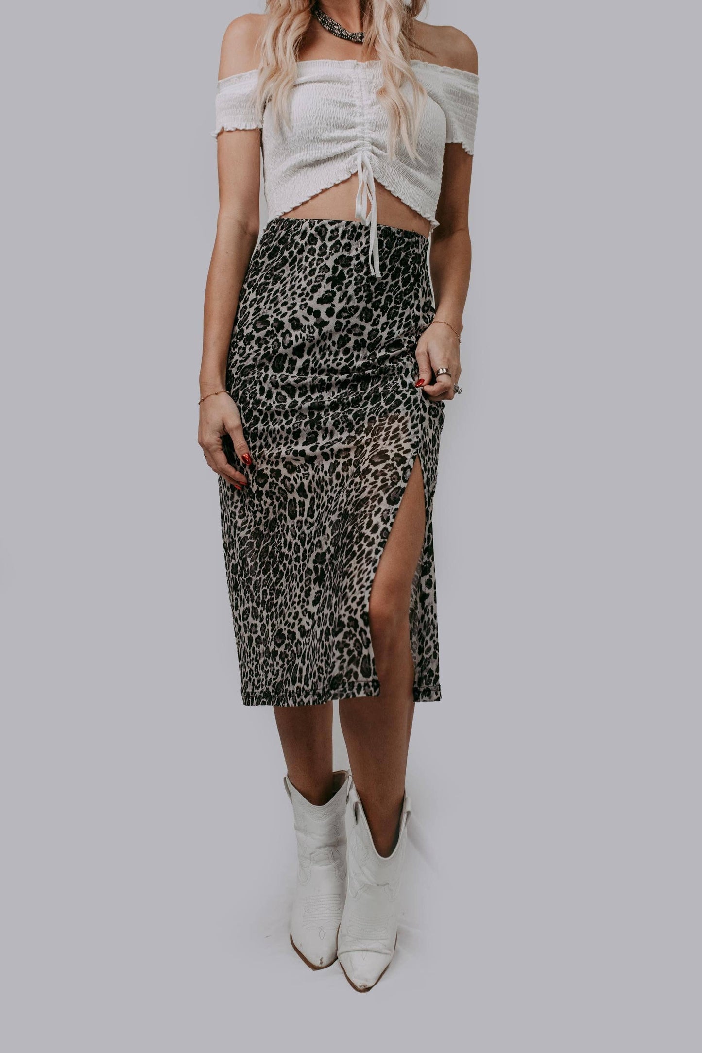 High Waisted Leopard Skirt