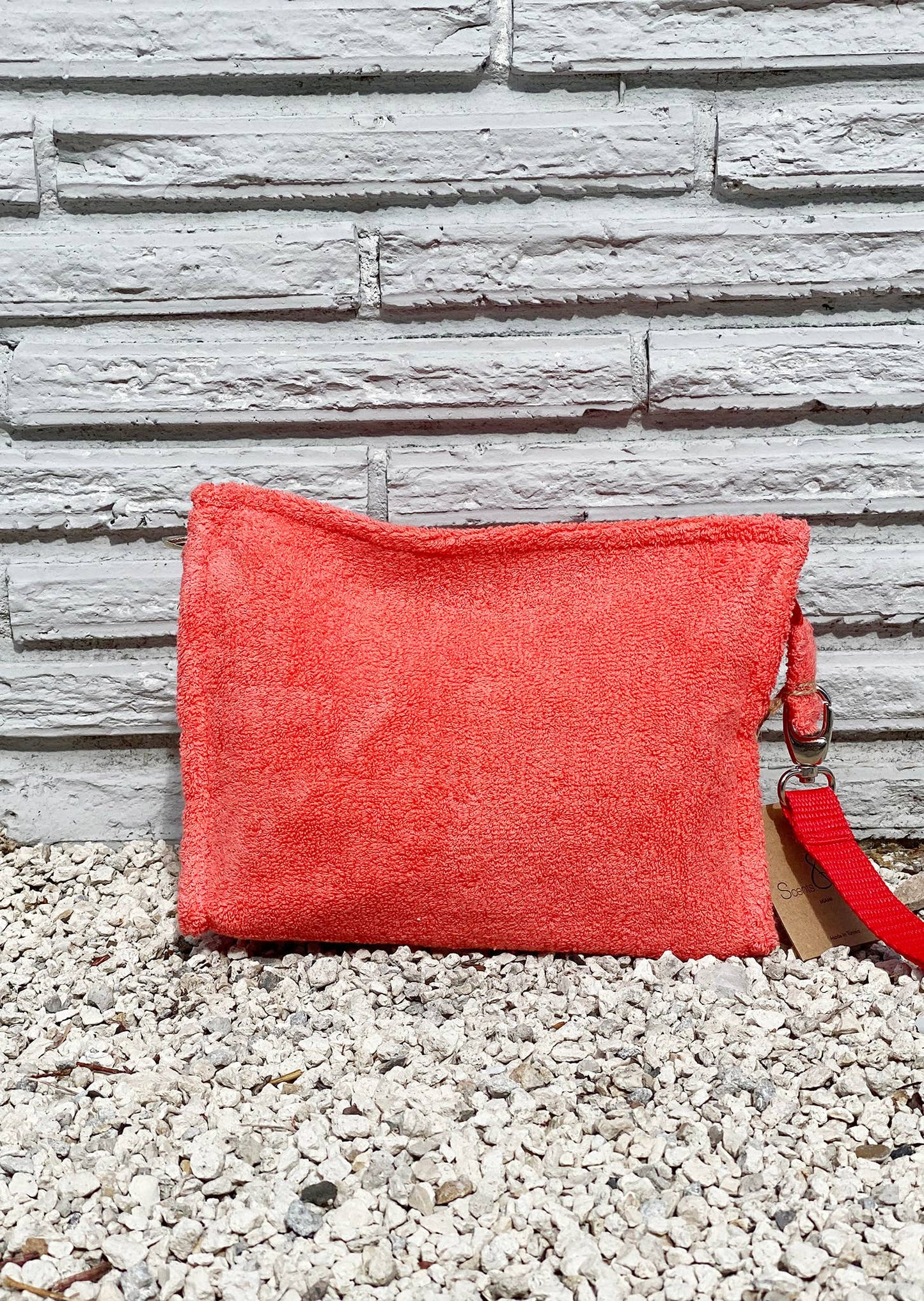 Small Terry Pouch Plastic Lined: Fushia