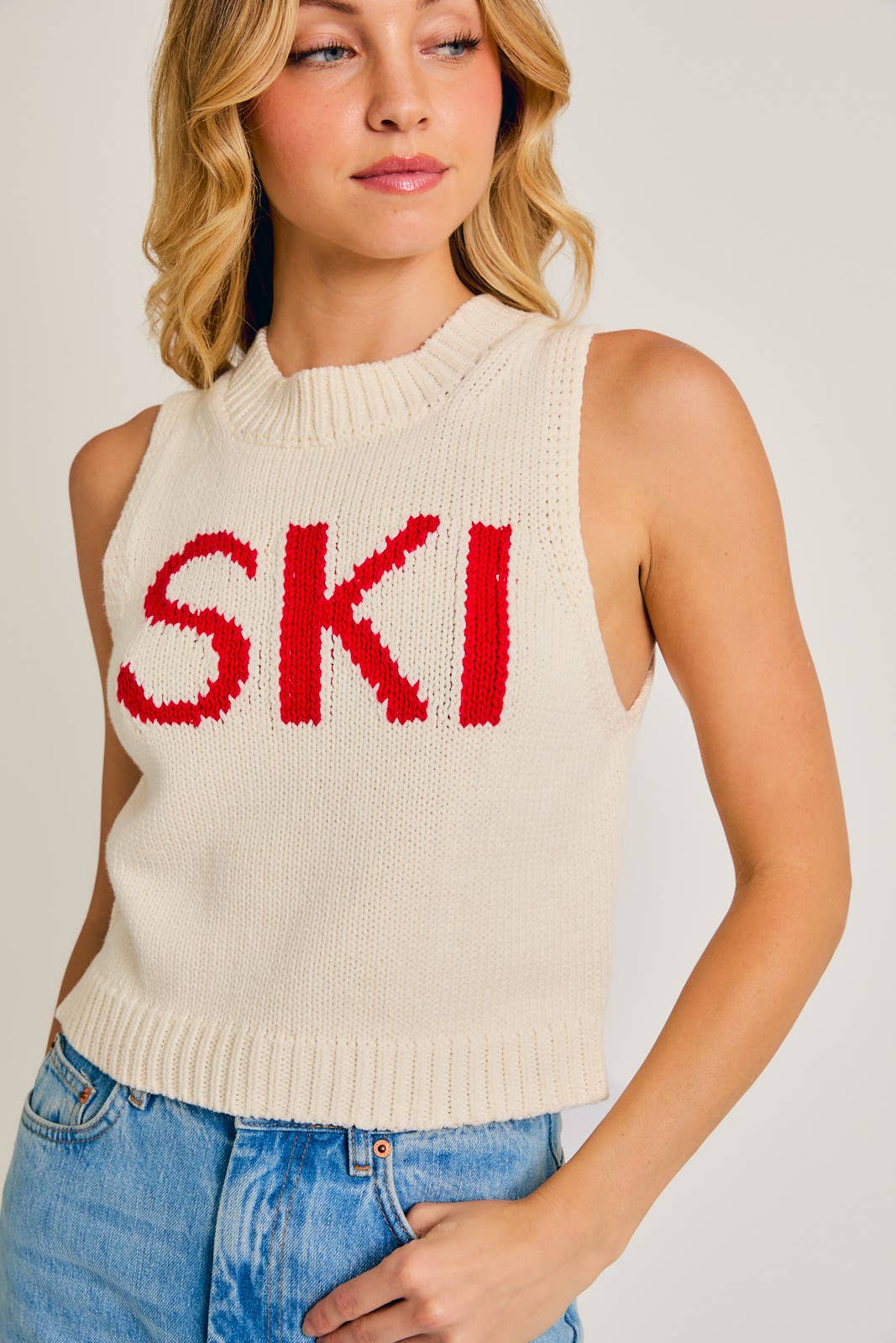 SLEEVELESS "SKI"CHUNKY SWEATER