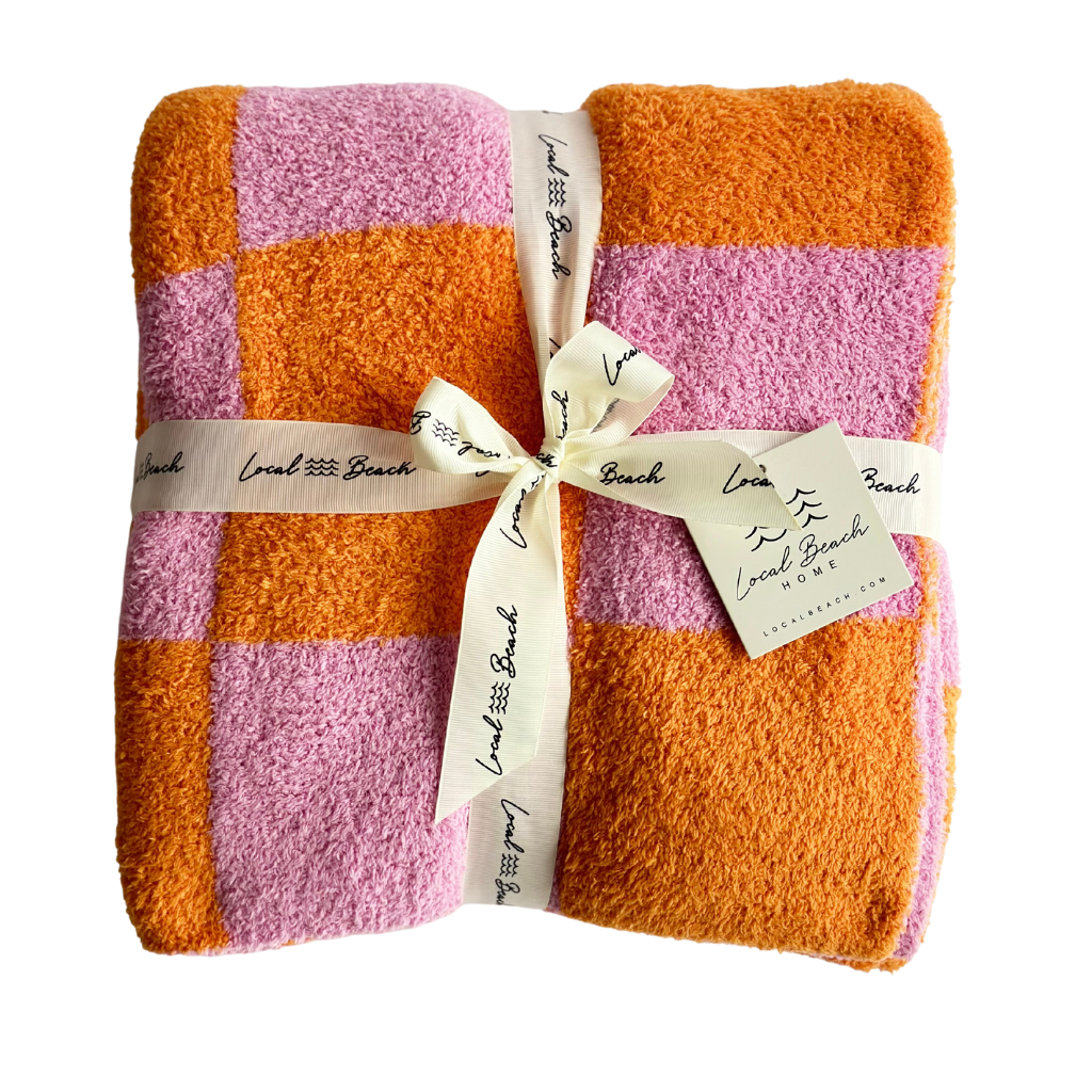 Checker Luxe Home Blanket: Sand/Cream