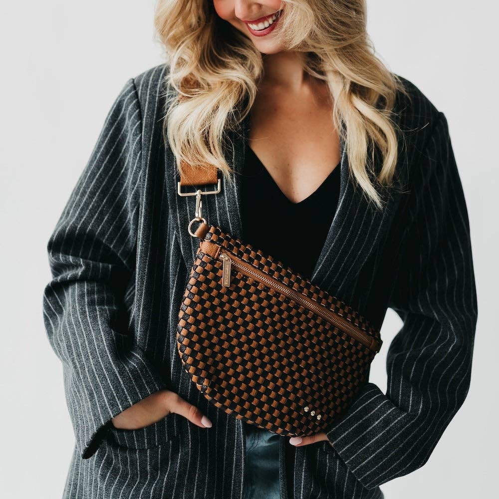 Westlyn Woven Bum Bag Wholesale -Checkered Black