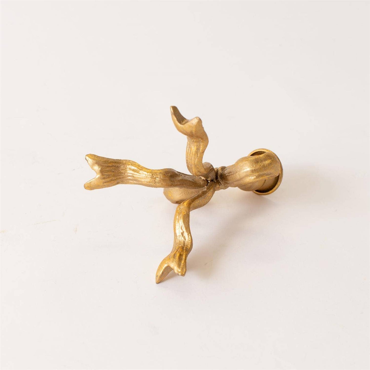 Gold Metal Tied Bow Candle Holder