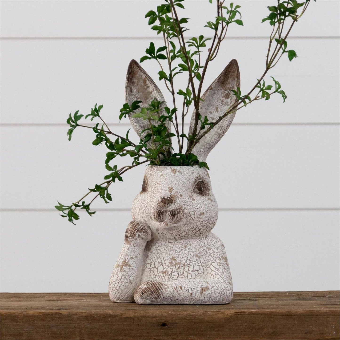 Distressed Rabbit Head Planter