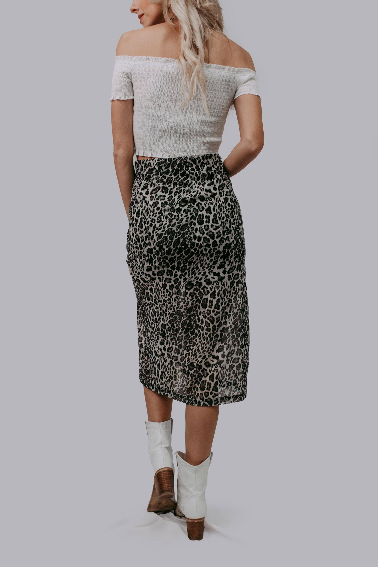 High Waisted Leopard Skirt