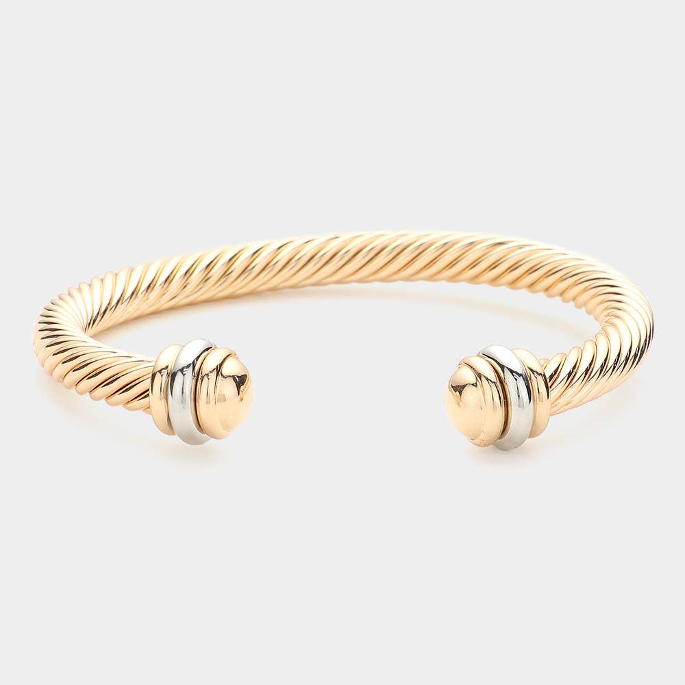 Twisted Rope Cuff Bracelet: Gold