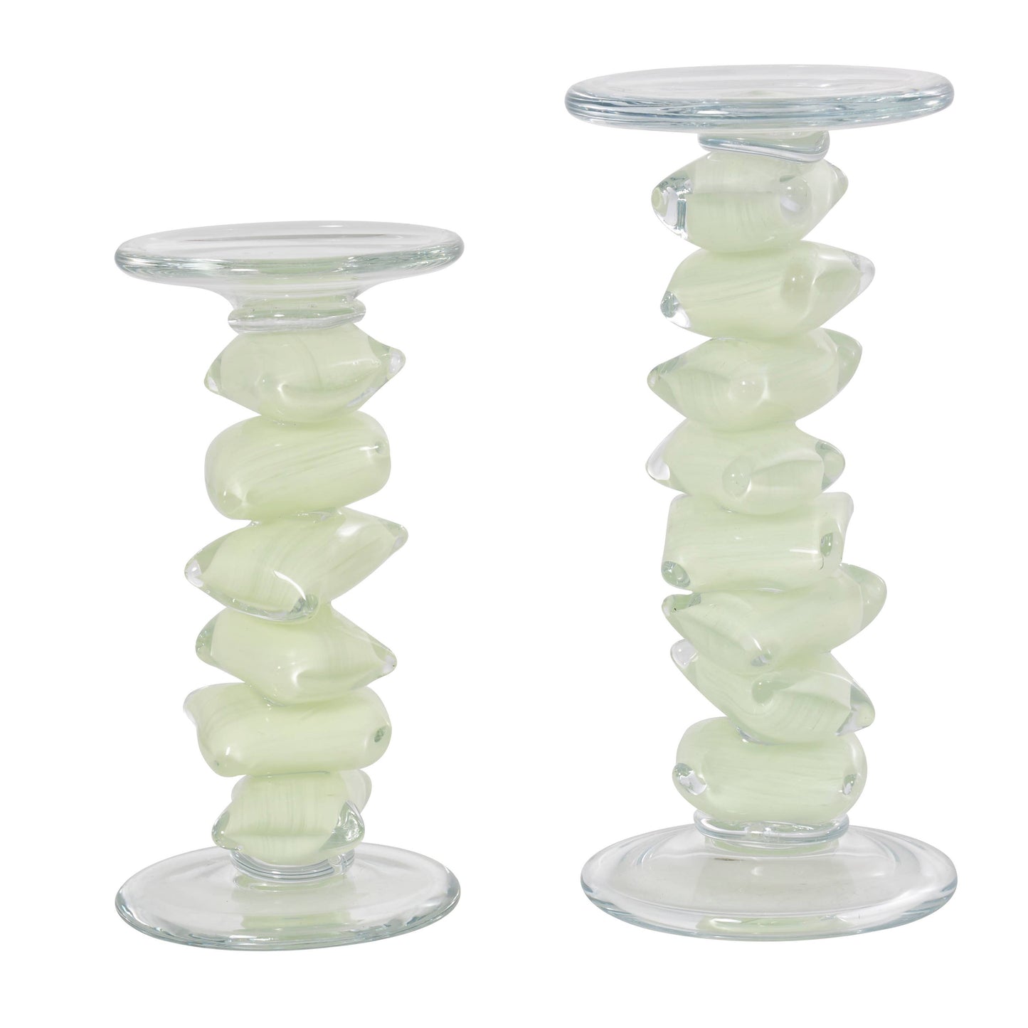 Glass Stacked Stone Candle Holders