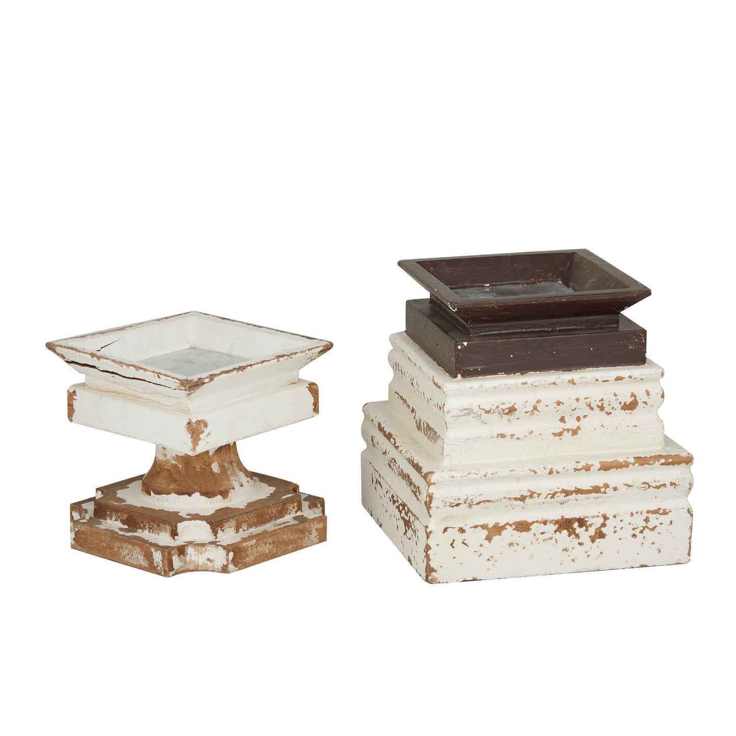 White Wood Candle Holder