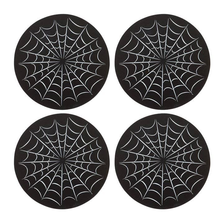 Black Gothic Spiderweb Coaster Set
