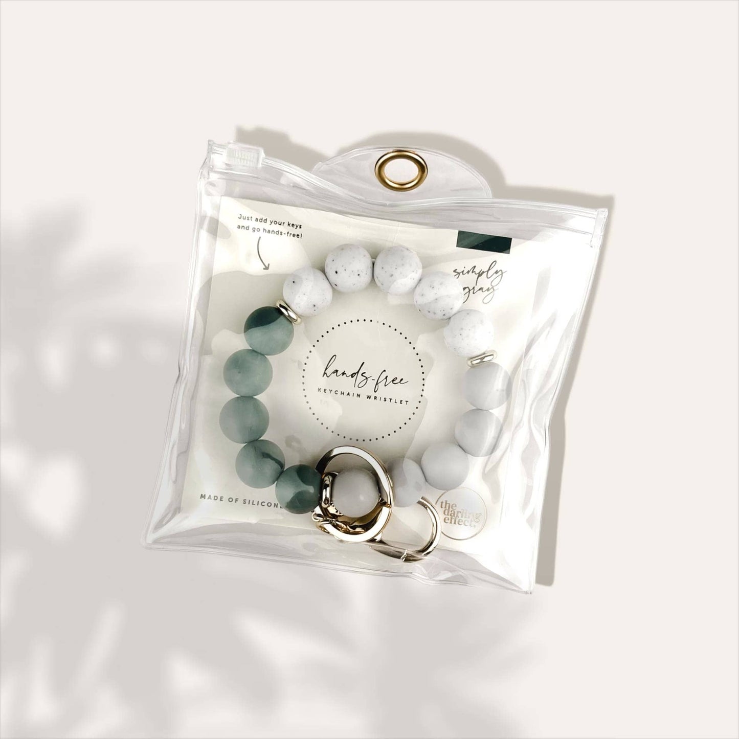 Silicone Beaded Keychain Wristlet - Simply Gray