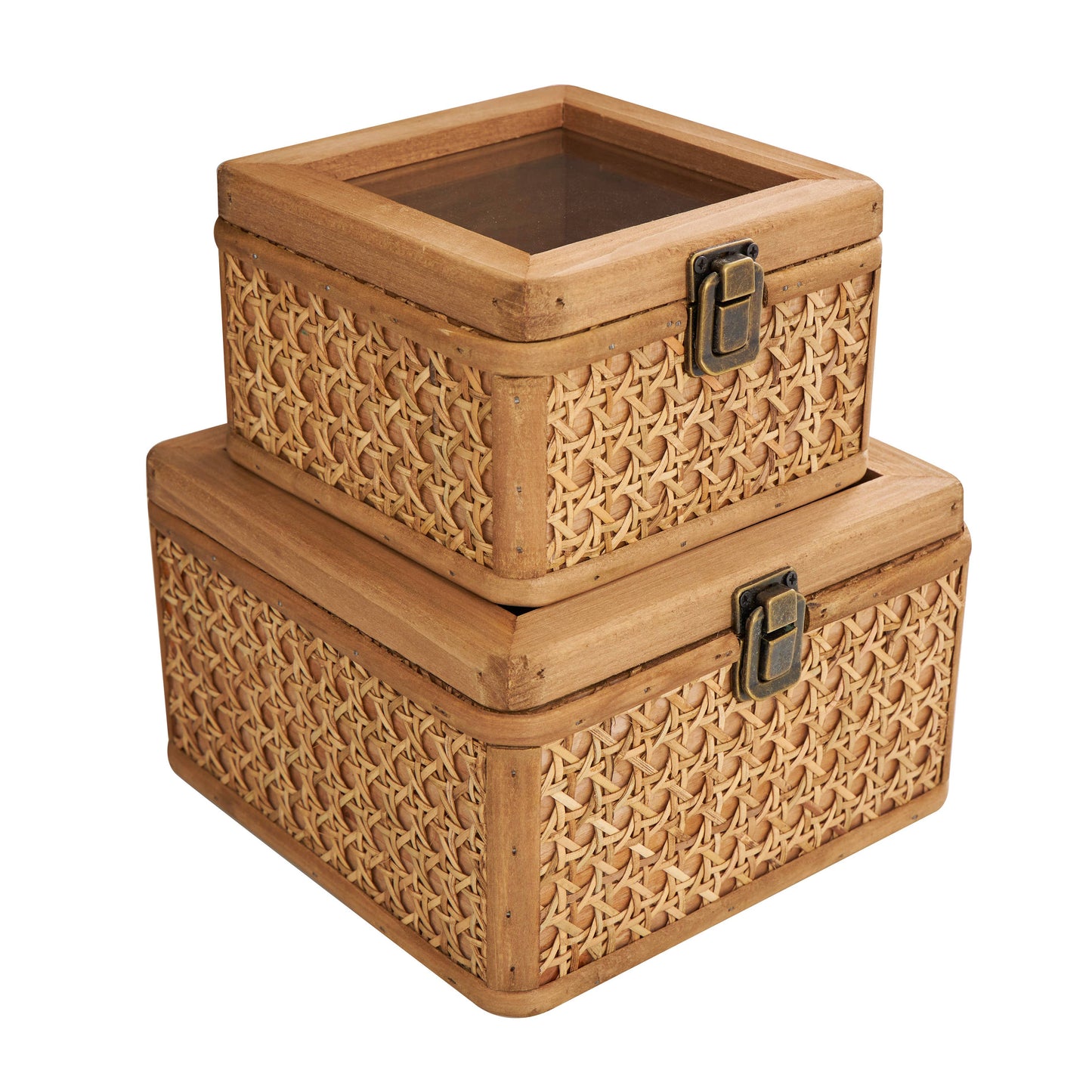 Woven Rattan Box's  with Bronze Latche