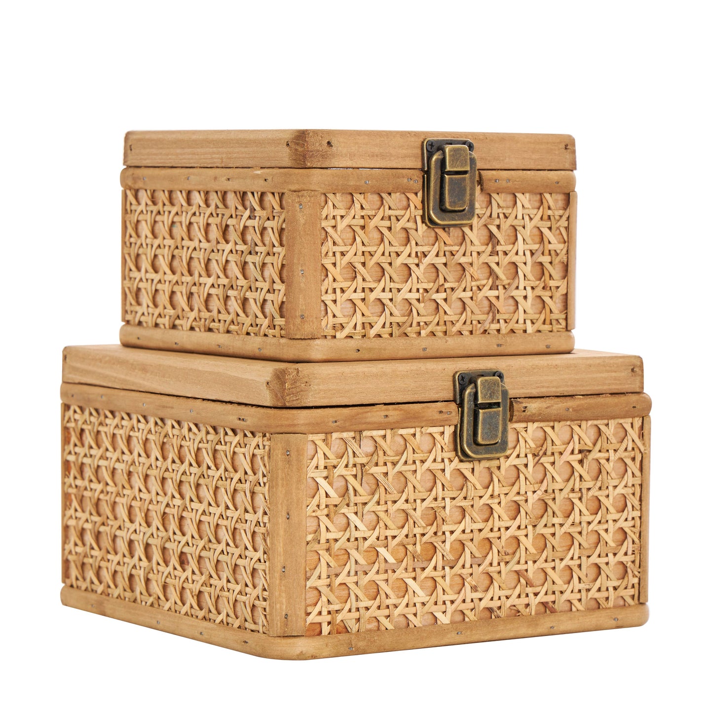 Woven Rattan Box's  with Bronze Latche