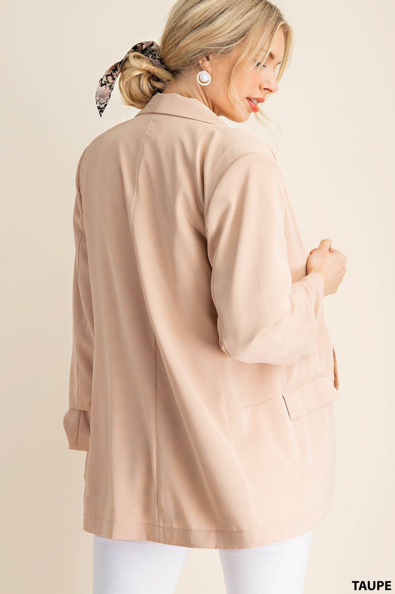 Ruched Sleeve Animal Print Blazer