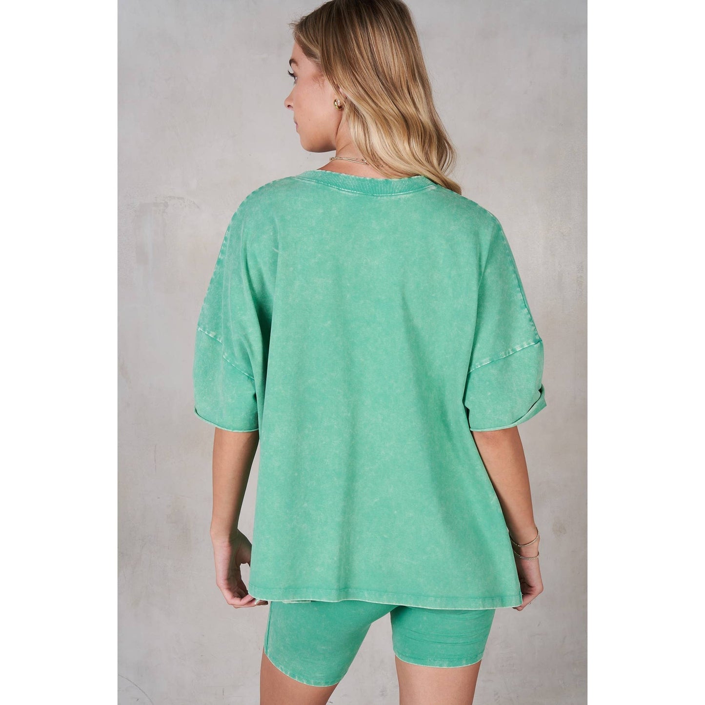 Mineral Washed V-Neck Drop Shoulder Boxy T-Shirt