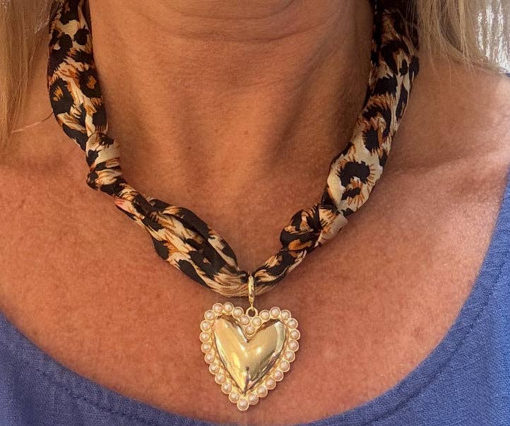 Cheetah Print Knotted Scarf Necklace