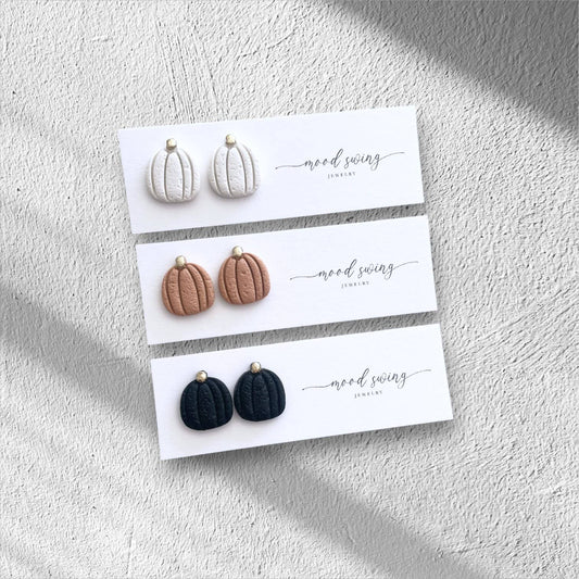 Pumpkin Patch Collection | Polymer Clay Studs : Ivory