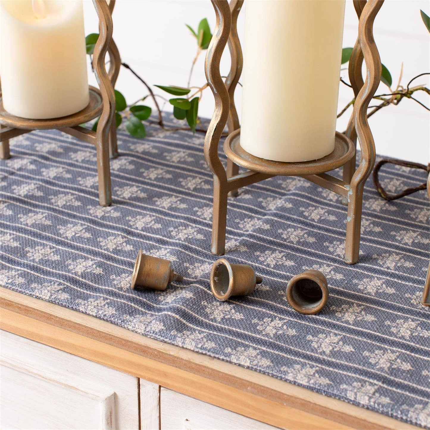 Candle Holder - Wavy Cage, Gold Finish