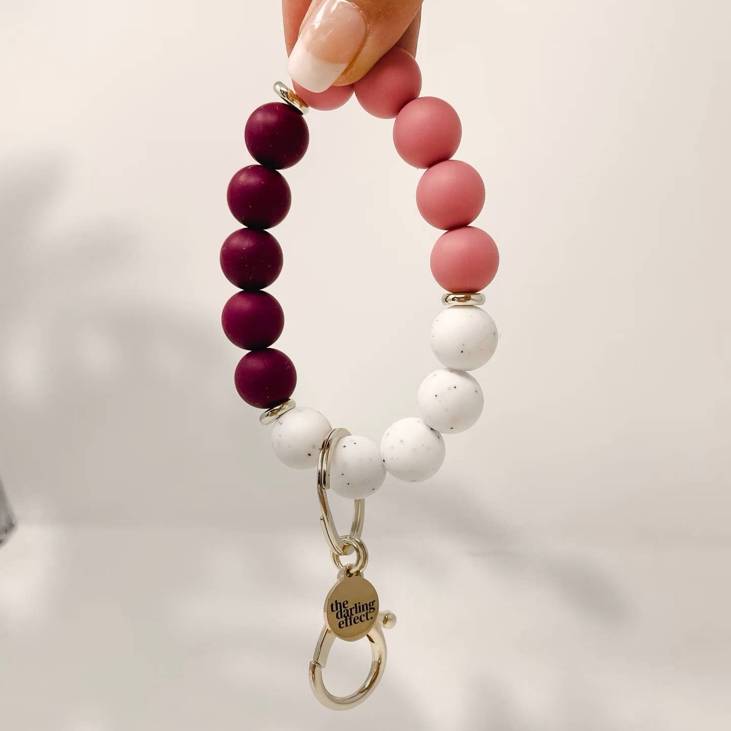 Silicone Beaded Keychain Wristlet - Bashful Berry