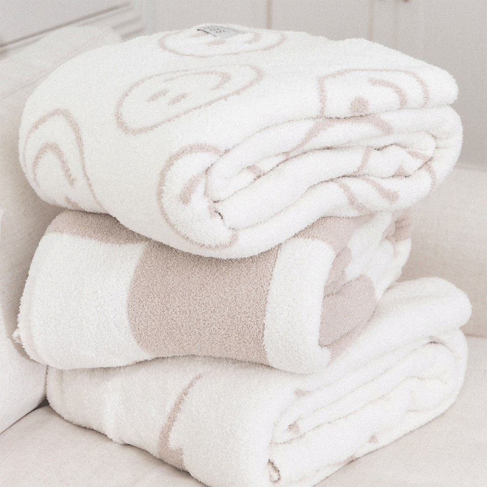 Checker Luxe Home Blanket: Sand/Cream