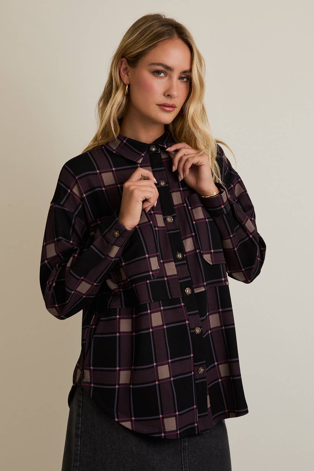 Plaid Button Down Shacket