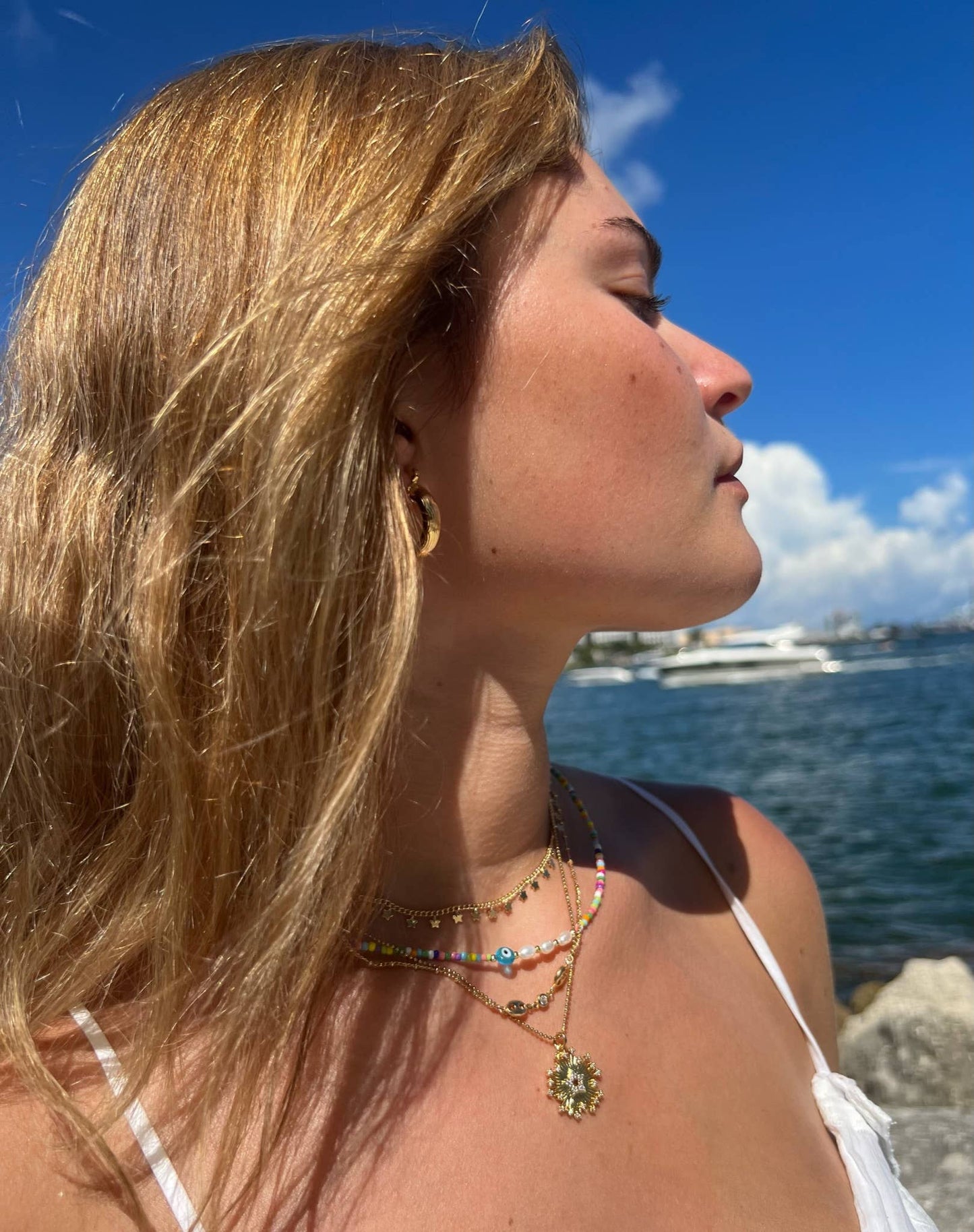 Dainty Gold Filled Multi Star Charm necklace