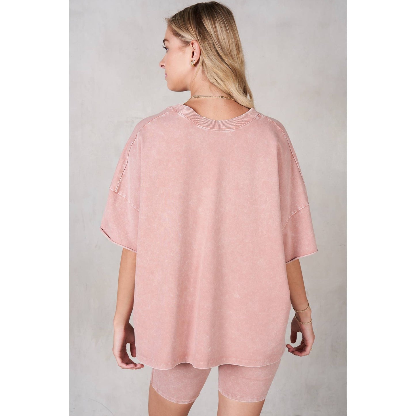 Mineral Washed V-Neck Drop Shoulder Boxy T-Shirt