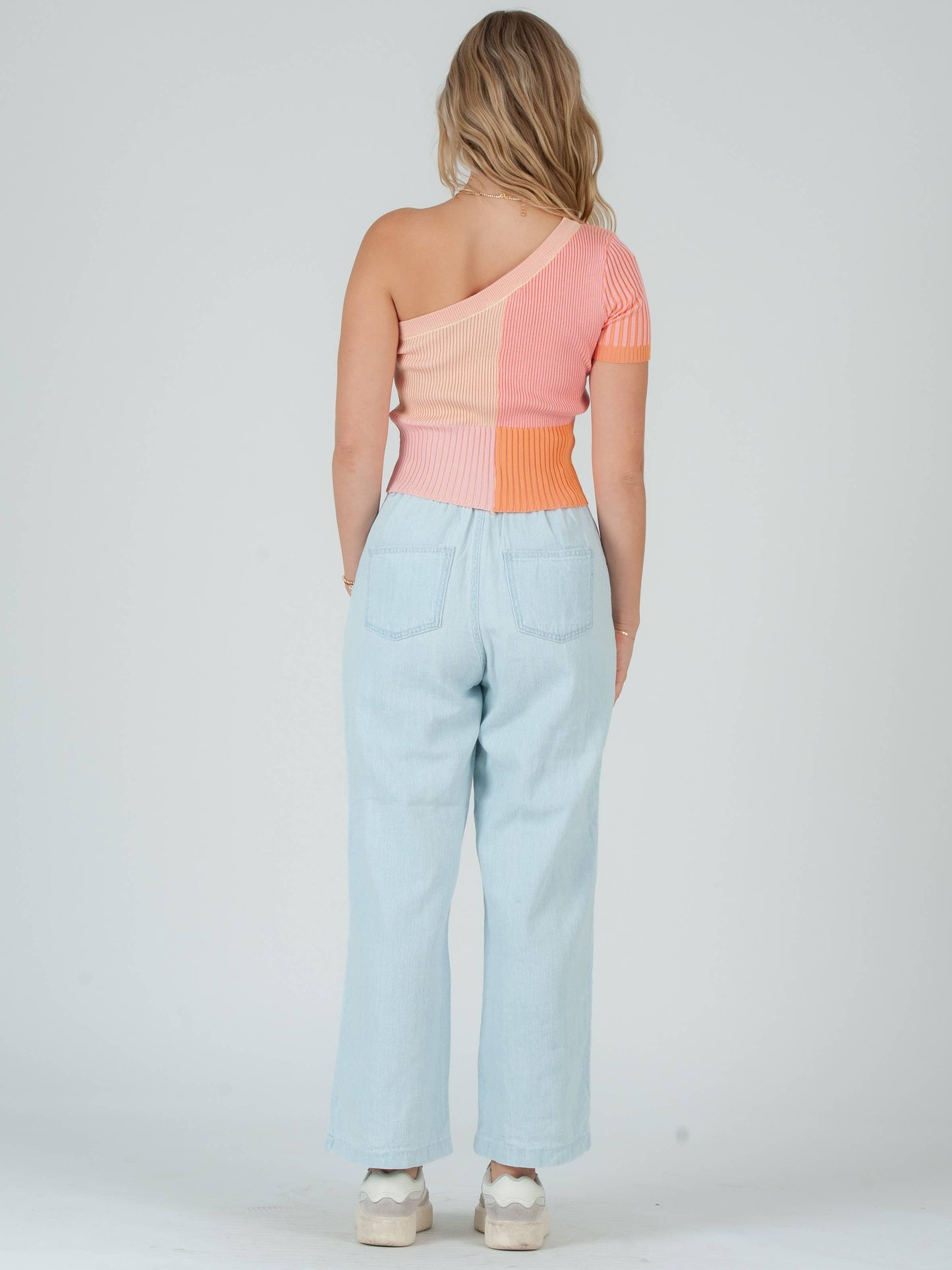 COLORBLOCKED ONE SHOULDER TOP