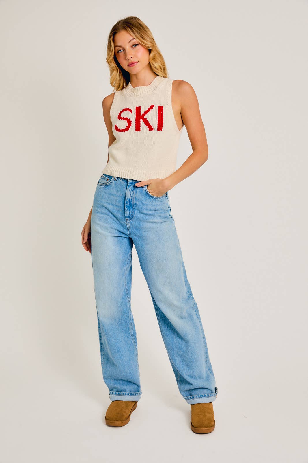SLEEVELESS "SKI"CHUNKY SWEATER