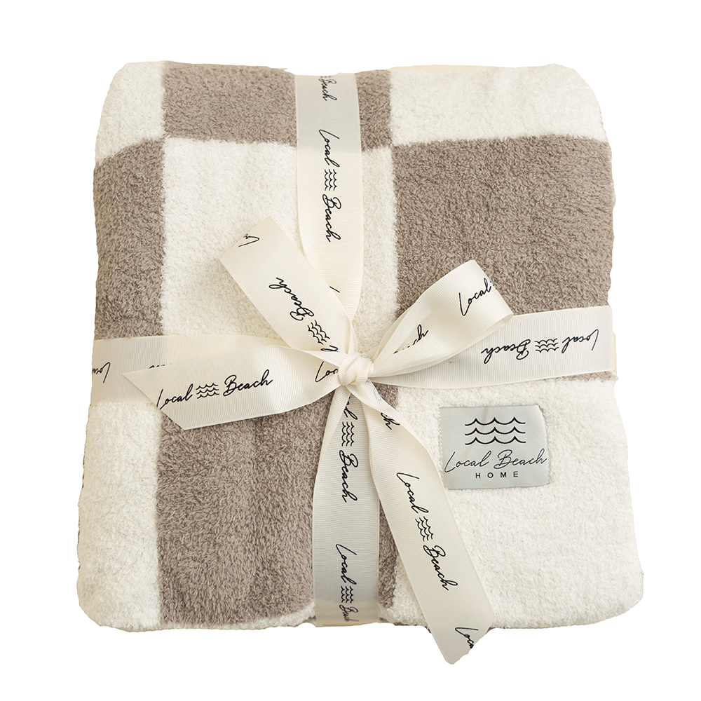 Checker Luxe Home Blanket: Sand/Cream