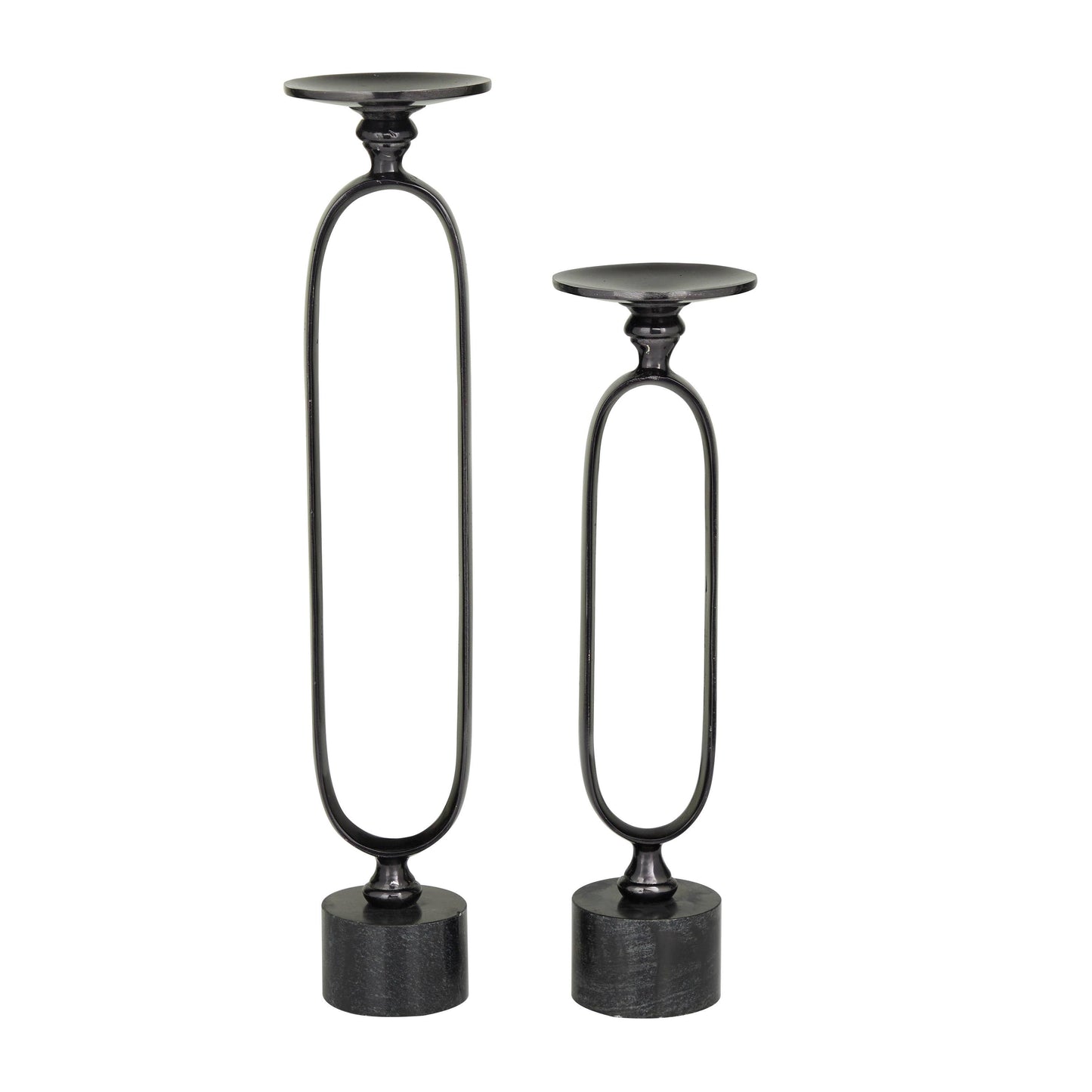 Black Aluminum & Marble Base Candle Holders