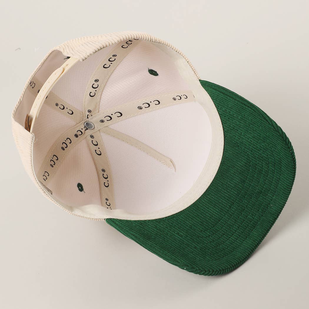 Lucky Script Glitter Heat Press Corduroy Trucker Hat