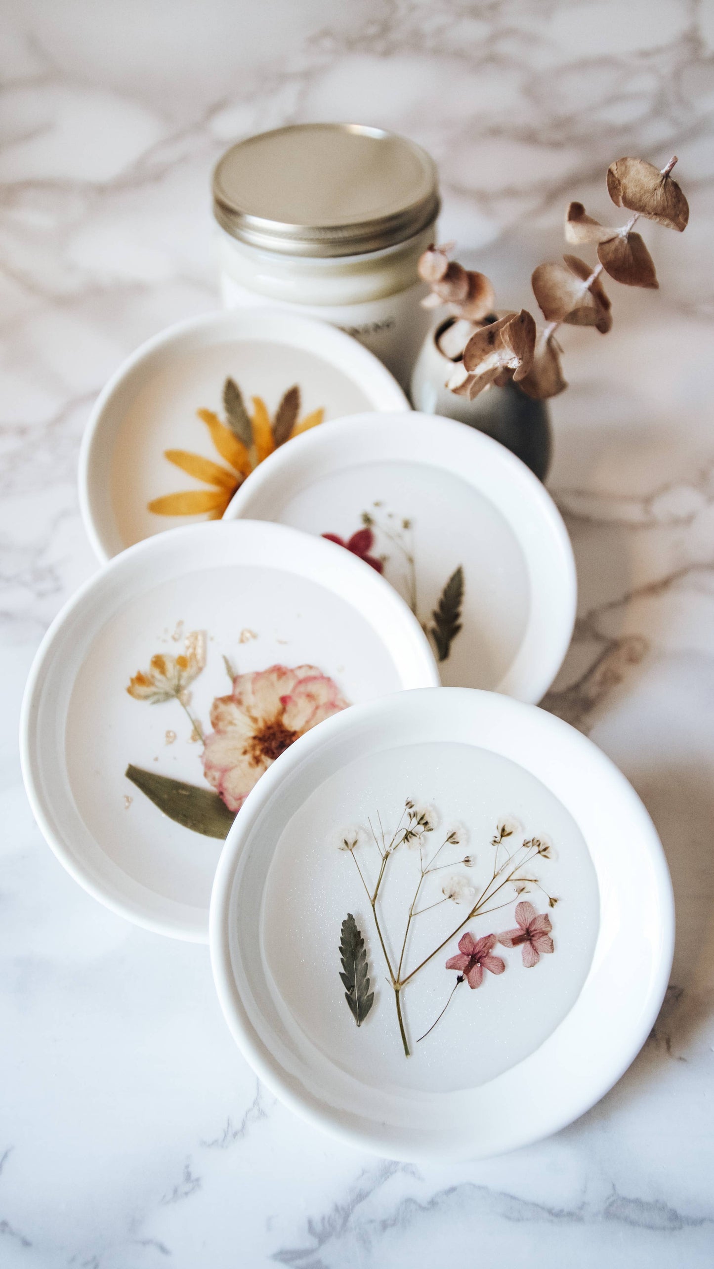 Pressed Flower & Botanical Ceramic Trinket Dish