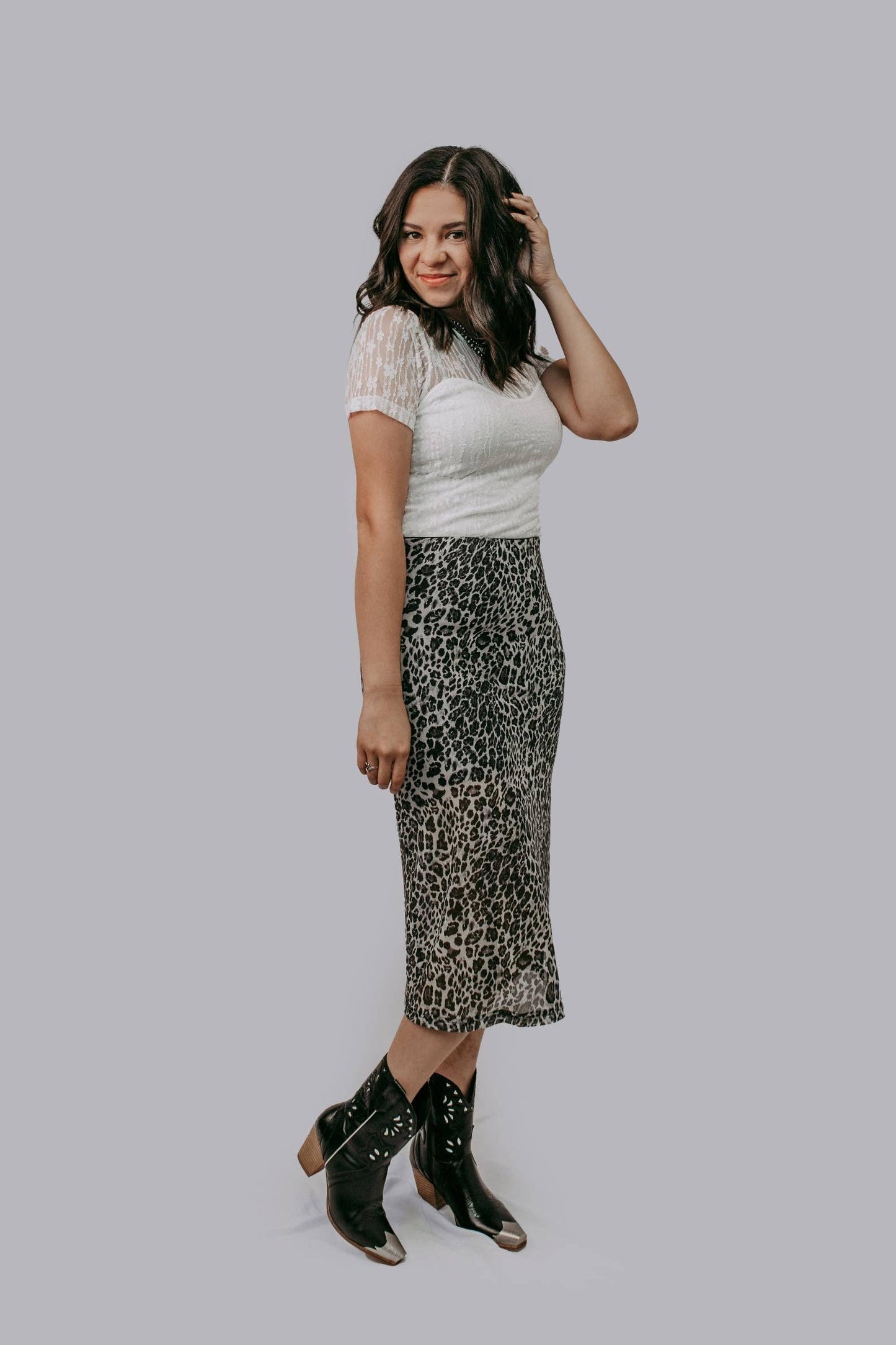 High Waisted Leopard Skirt