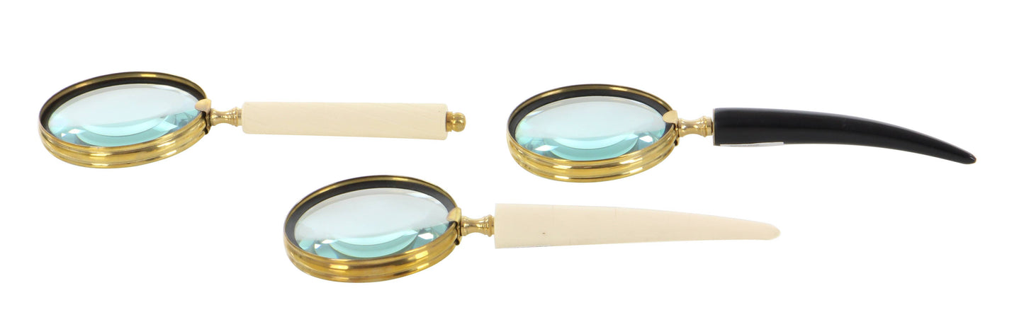 Black Metal Magnifying Glass with Bone Handles