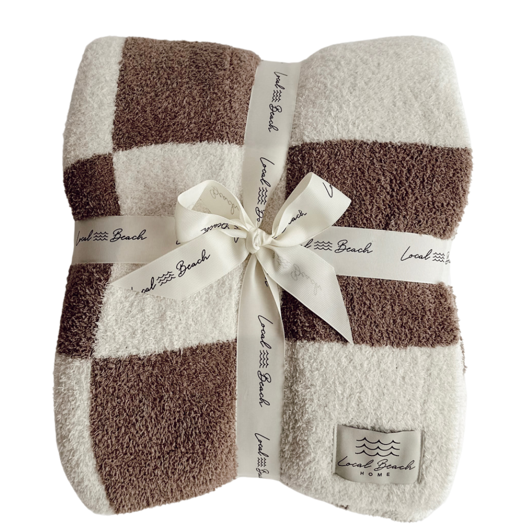 Checker Luxe Home Blanket: Sand/Cream