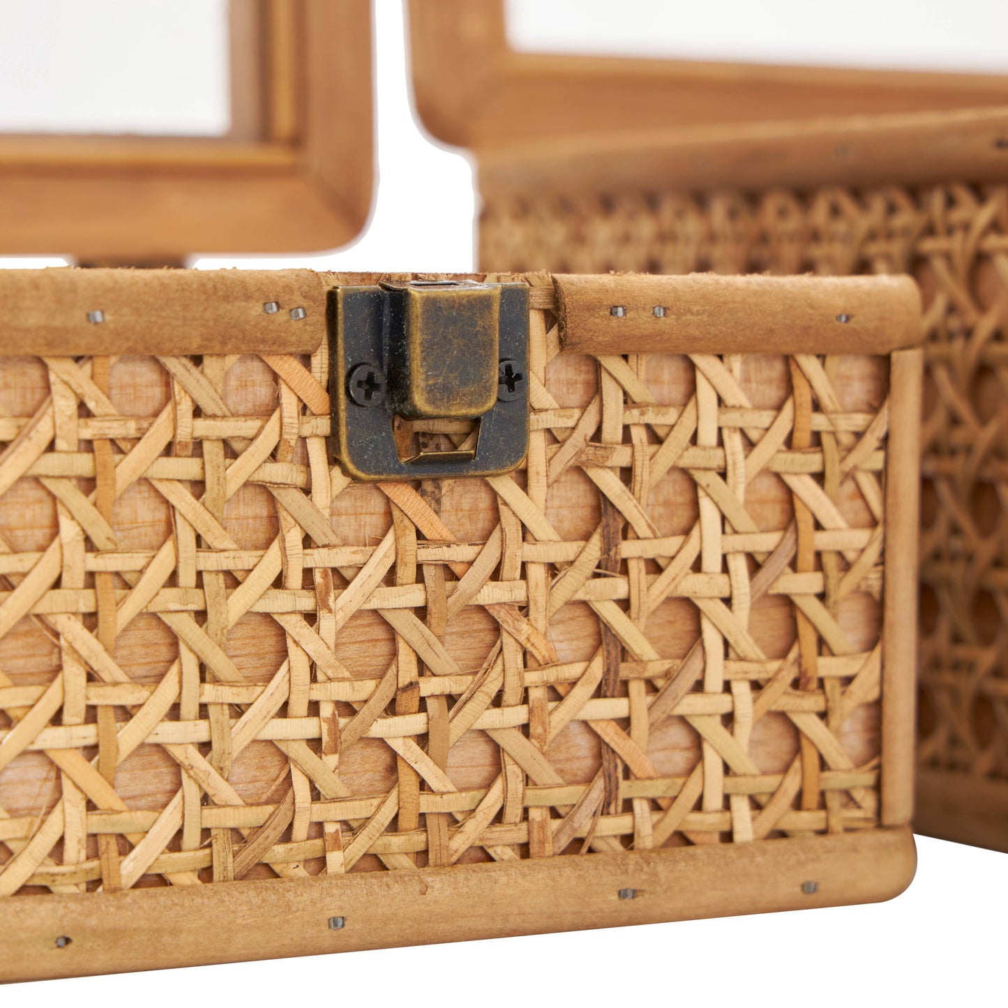 Woven Rattan Box's  with Bronze Latche