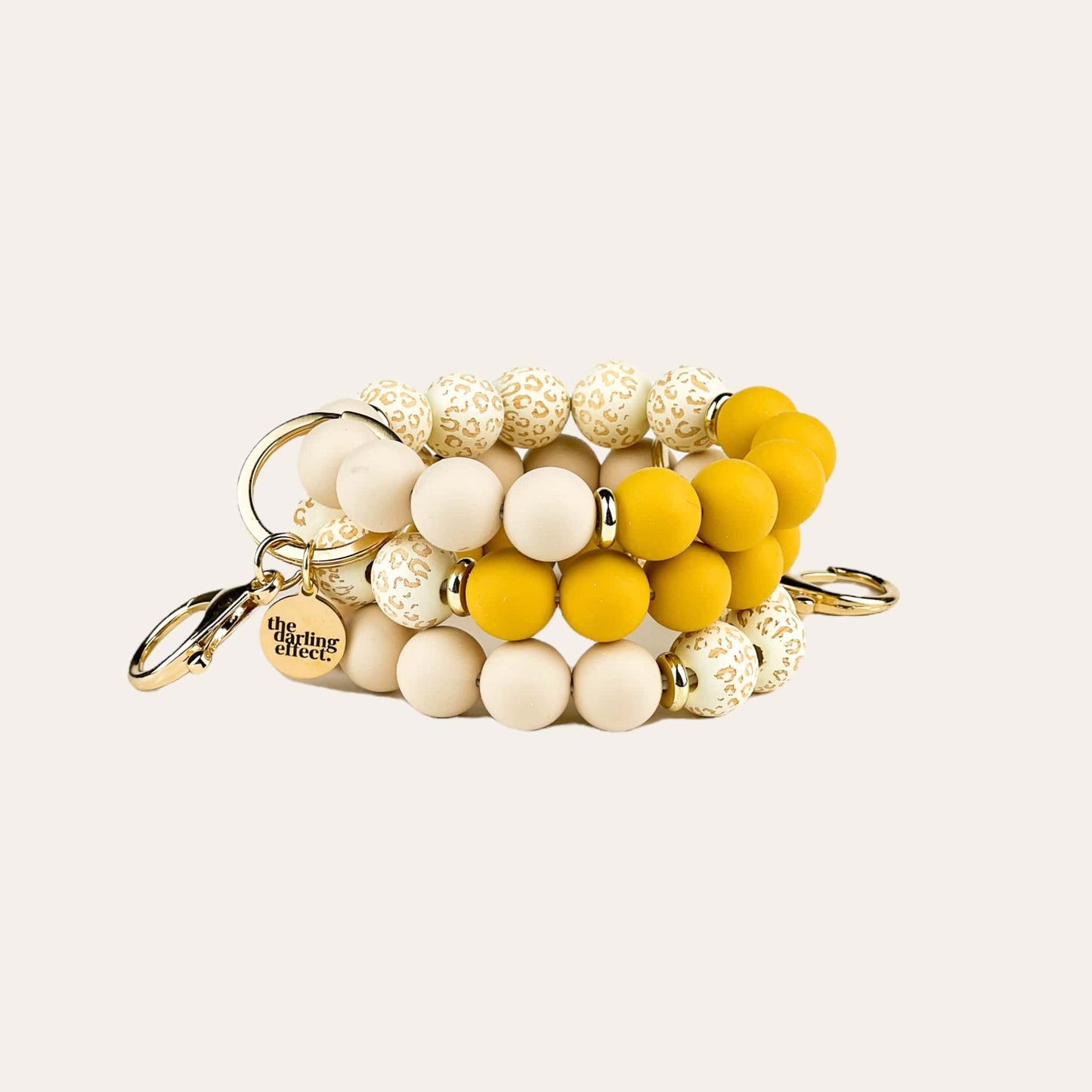 Silicone Beaded Keychain Wristlet - Honey Gold