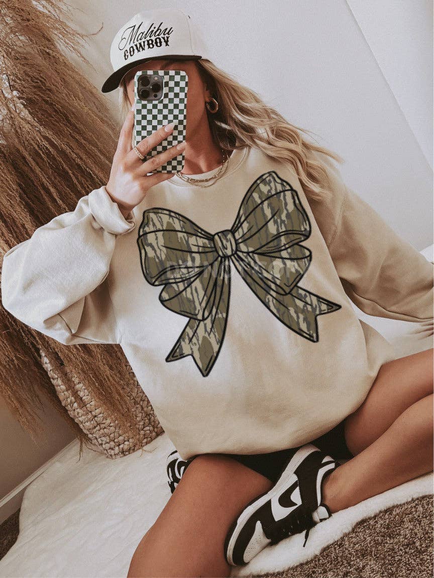 Camo Bow Tee - Comfort Colors
