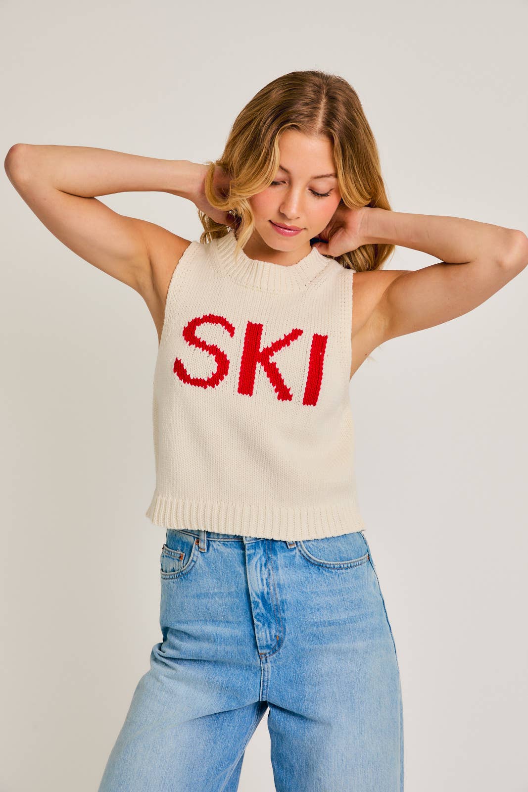 SLEEVELESS "SKI"CHUNKY SWEATER