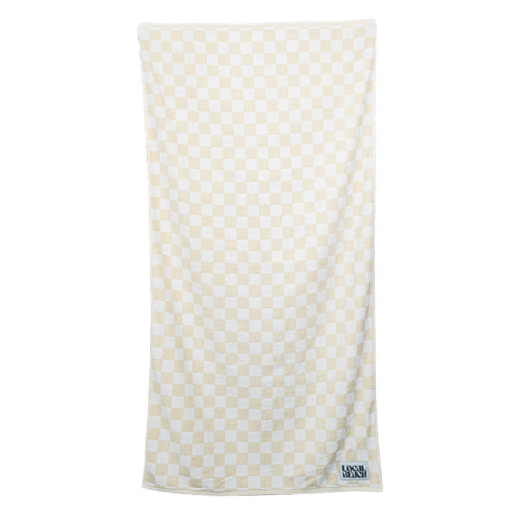 Checker Beach Towel: Cream/White