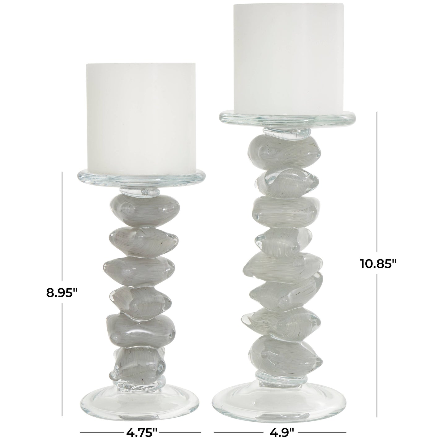 Glass Stacked Stone Candle Holders