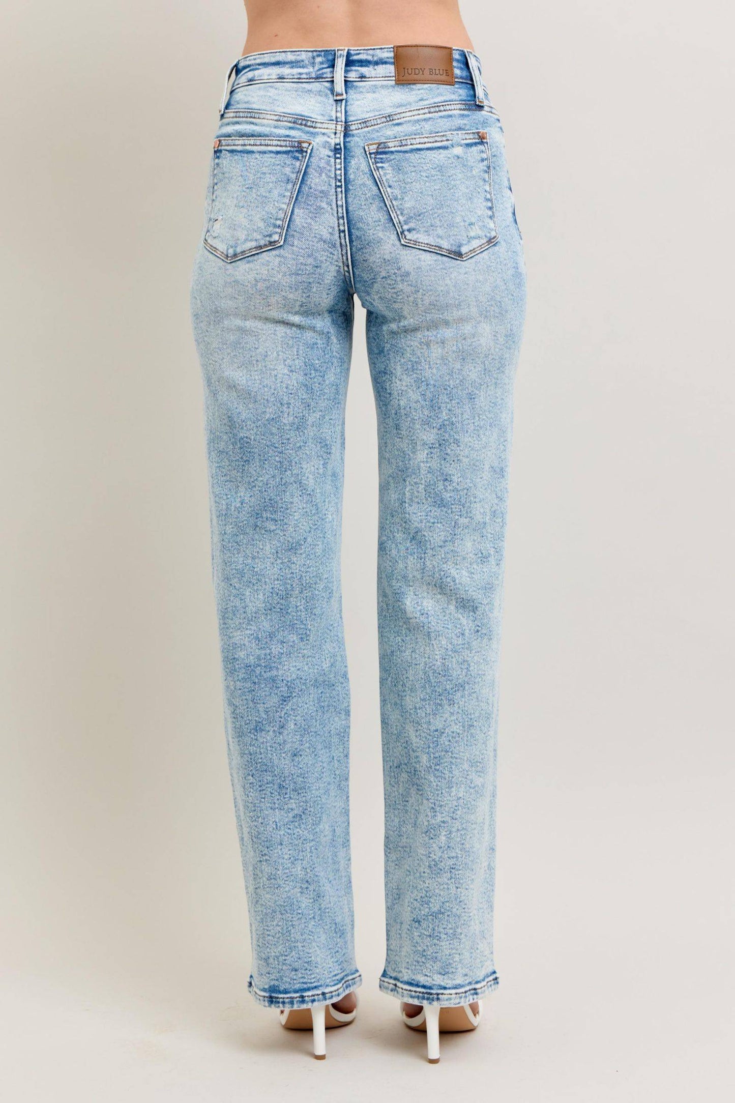 Judy Blue High Waist Mineral Wash Destroy 90's Straight Jeans