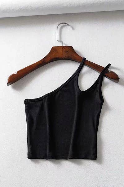 Asymmetric double strap cropped tank