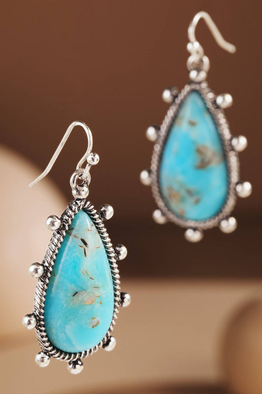 Western Teardrop Hand Stone Earrings