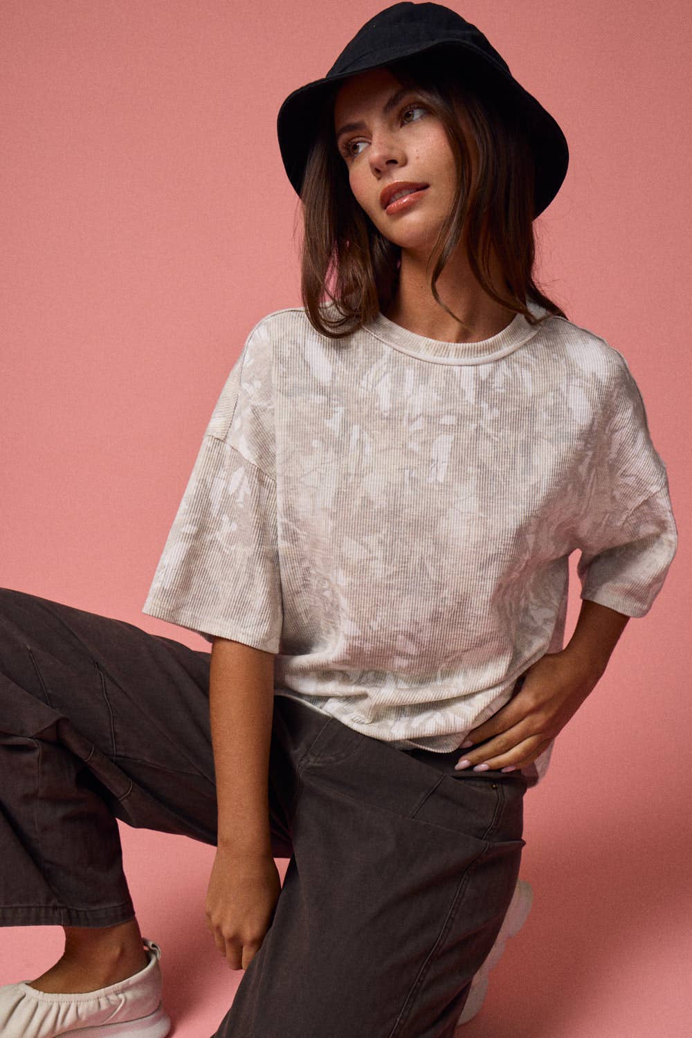 Camo Ribbed Loose Fit Ribbed Shirt