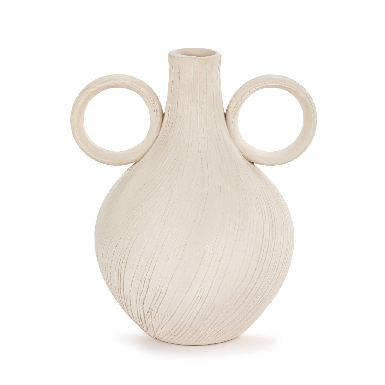 Cream Ceramic Double Handle Jug Vase