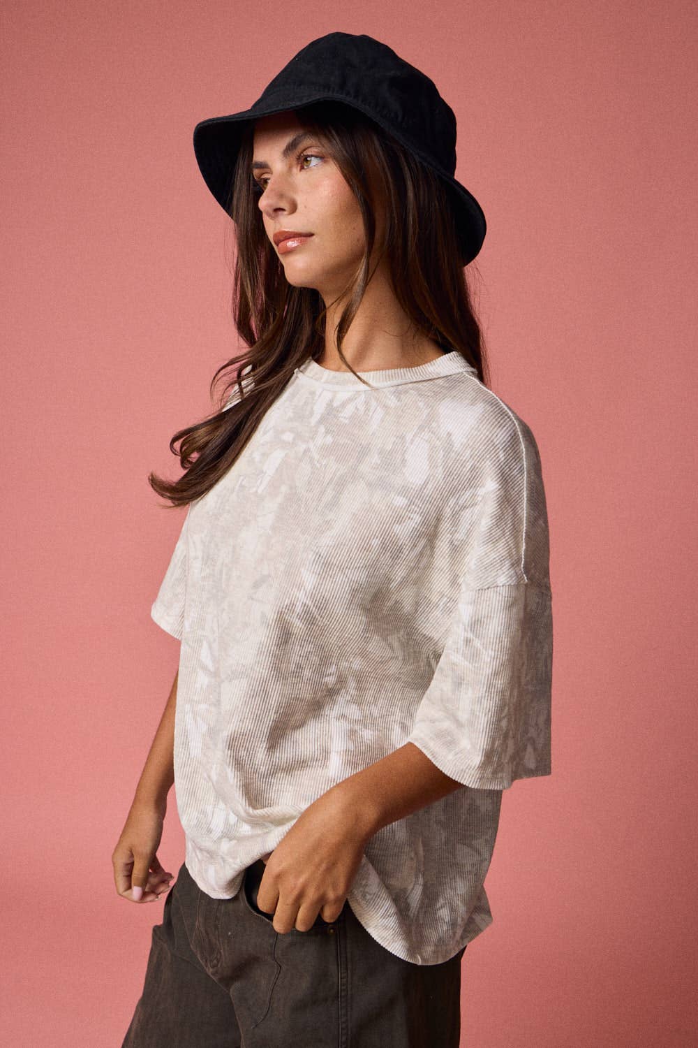 Camo Ribbed Loose Fit Ribbed Shirt